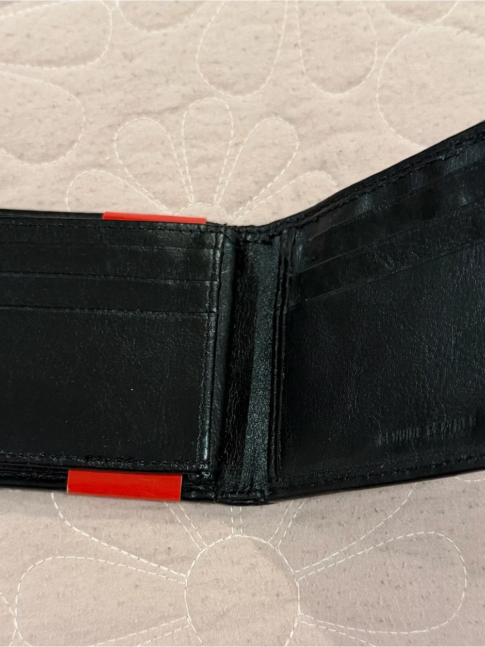 SwissGear Black Leather Men's RFID Wallet with Red RFID Band